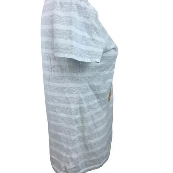 Banana Republic gray striped t-shirt with sequin pineapple on front size med - Picture 6 of 9